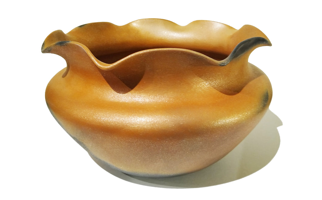 Large Micaceous Clay Fluted Bowl by Angie Yazzie